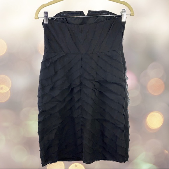 NWT Adam Lippes 100% Silk Tiered Raw Mini Cocktail Strapless Dress LBD Size 2 - Picture 7 of 14